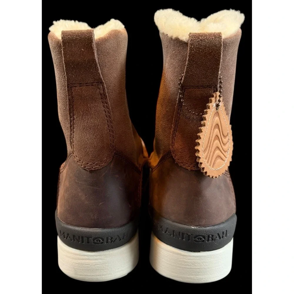 Manitobah Men's Waterproof Mesa Pull-On Leather Boots Shearling Lining Sz 11.5